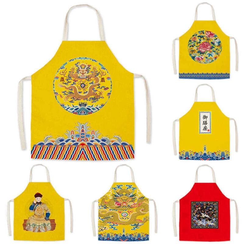 Chinese Fashion Household Linen Apron Household Kitchen Oil Stain Proof Apron - Image 1 of 4