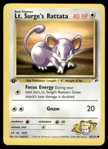 Pokemon Tcg WOTC NM Lt. Surge's Rattata [1st Edition] #82 Gym Heroes - Picture 1 of 2