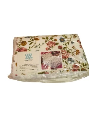 NEW Vtg Martex Invitation Country Manor Blanket Twin Or Double Flowers Sealed - Image 1 of 4