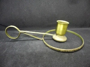 Antiker massiver Messing Handkerzenständer mit offenem Teller - Bild 1 von 2