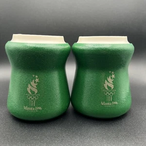 (2) Vintage 1996 Atlanta Olympics Tuffoams Koozie Can Holder Made In USA Green - Picture 1 of 8