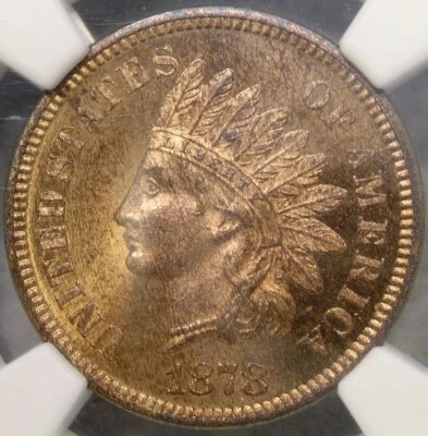 1878 INDIAN HEAD CENT/PENNY OUTSTANDING PQ++ RARITY POP 17/18 NGC PF 64 RB CAMEO - Image 1 of 4