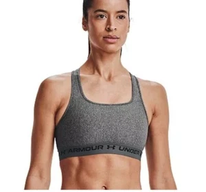 NEW Under Armour Womens UA Mid Crossback Sports Bra 1362898 2X XXL Heather Gray - Picture 1 of 7