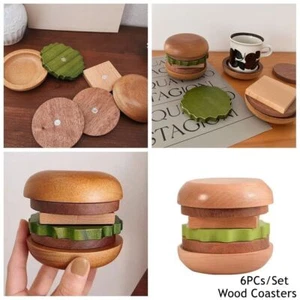 Hamburg Shape Cup Coaster 6 In 1 Burger Insulation Cup Mat Table Decorations - Picture 1 of 11