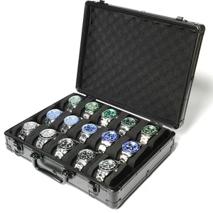 15 slots Watch organizer Case, Aluminum watch storage box, hard watch travel ... - Picture 1 of 7