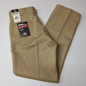 Dickies 874 Work Pants Men's 34x32 Khaki Original Fit Resists Wrinkles - Picture 1 of 7