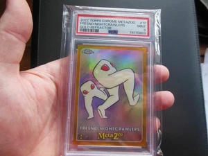 Tarjeta refractora MetaZoo Topps cromada Fresno Nightcrawlers 13/50 DORADA PSA 9 - Imagen 1 de 4