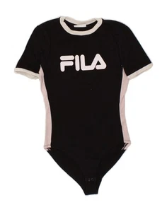 Body FILA Mujer Gráfico Reino Unido 8 Pequeño Negro Bloque de Color Algodón AB09 - Imagen 1 de 3