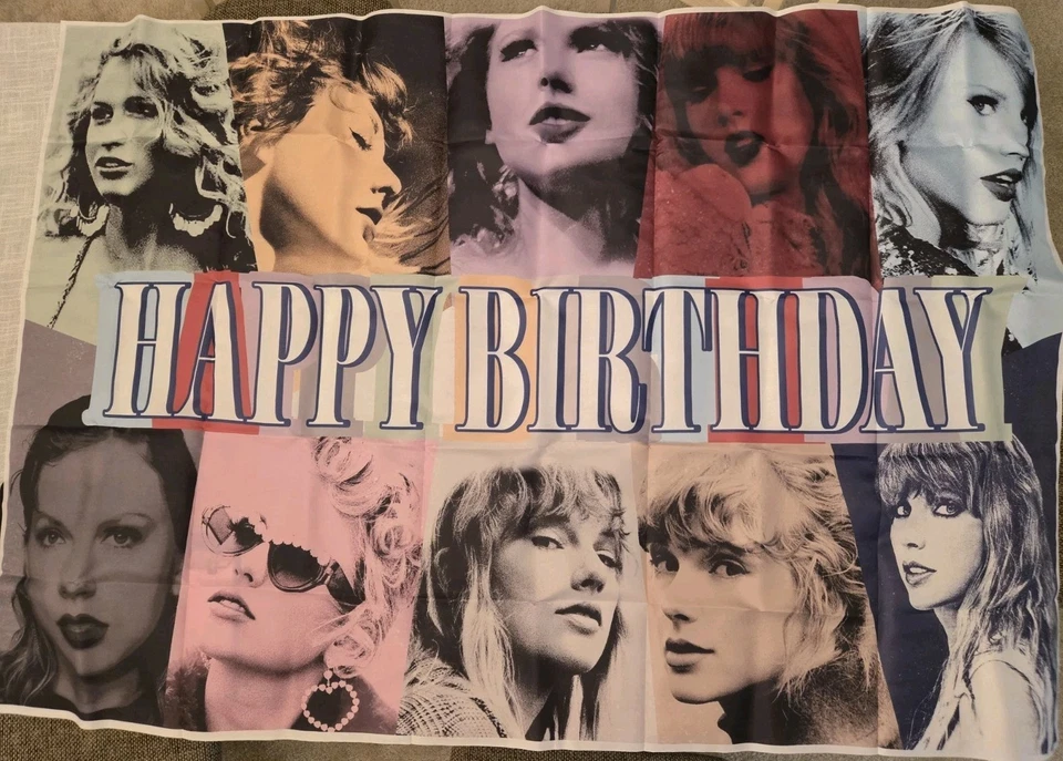 泰勒·斯威夫特派对用品套装全新 5x 3 英尺横幅生日 BD 横幅免费礼物  — 第 1/4 张图片