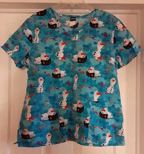 Disney Frozen II Scrub Top, Short Sleeve, 2 Pockets, V Neck, Size L/G - Picture 1 of 5