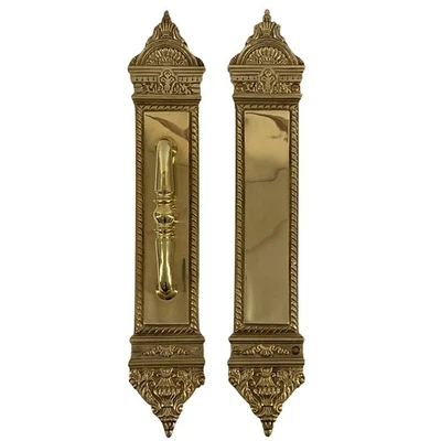 THE KINGS BAY Polished Brass Push and Pull Door Handle Set - The Fan