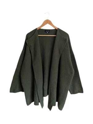 Cardigã Eskandar 100% Cashmere Verde Jumper TAMANHO ÚNICO Waffle Malha Lagenlook   - Imagem 1 de 4