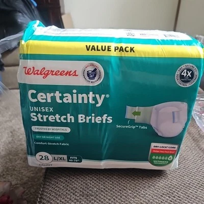 Calzoncillos elásticos unisex Walgreens Certainty 28 unidades L/XL se adapta a 40-70" Foto 1 de 4