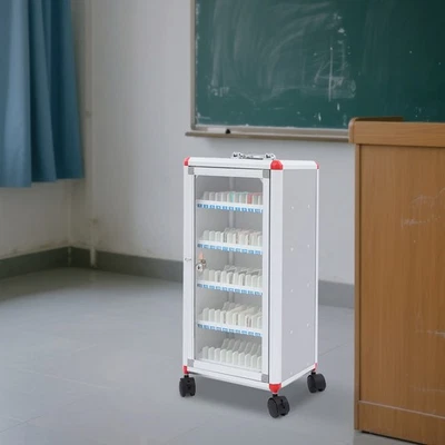 Caja de almacenamiento de teléfono celular móvil 60 ranuras gabinete de retención de teléfono rodante con llaves Foto 1 de 4