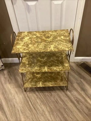 Винтажный приставной столик/подставка для растений MCM Gold Atomic 27 дюймов 27 дюймов x 19 дюймов x 11,5 дюйма - Изображение 1 из 4