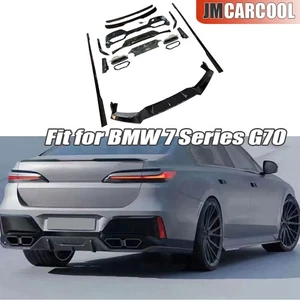 Body Kit Front Rear Diffuser+Exhaust Tip Lip Spoiler For BMW 7 Series G70 2023+ - Picture 1 of 10
