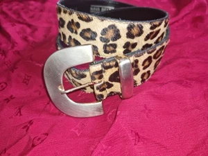 Cinturón Ajustable Vintage Años 80 Estampado Leopardo Guepardo Con Hebilla de Cinturón Tono Dorado - Imagen 1 de 6