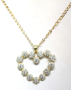 Collana acciaio ciondolo cuore ottone laminati oro e zirconi bianchi 4You cm 60 - Foto 1 di 4