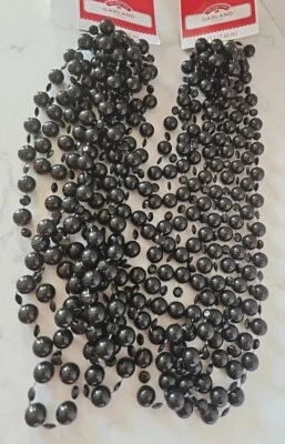 Guirnalda de Cuentas Negras 2 Hilos 12' Cada Granja Navidad Halloween Nueva Foto 1 de 4
