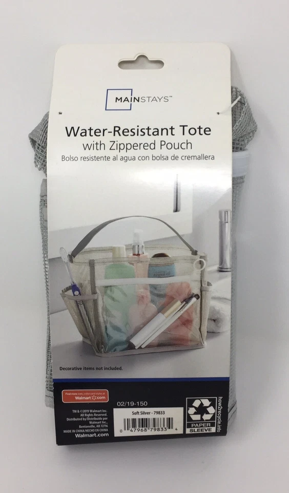 Bolso de Mano Mainstays Resistente al Agua con Cremallera Plata Suave Foto 1 de 4