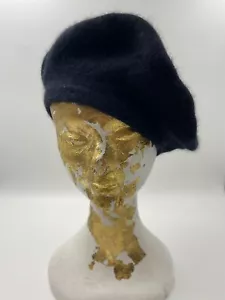 Schwarz Vintage Barett | weiche Wolle Angora Mischung | vielseitig - Bild 1 von 10