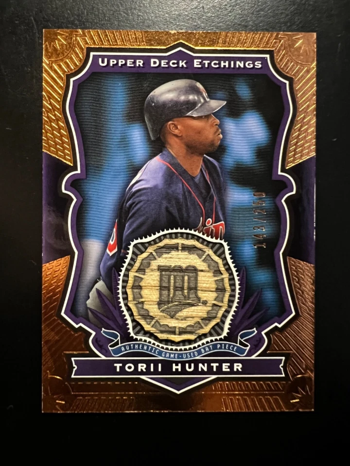 2004 Upper Deck Etchings Game Bat Purple #HU Torii Hunter #'d 143/250 Twins - Image 1 of 2