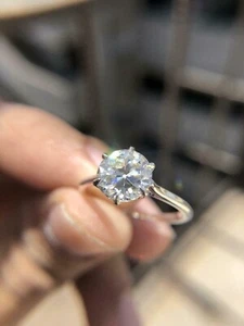 White Round Lab Grown CVD Diamond 1.15CT F/VS1 Solitaire 14K Gold Ring For Woman - Picture 1 of 8