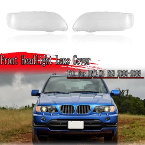 Pair Left Right Front Headlight Headlamp Lens Cover for BMW X5 E53 2000-2003 - Picture 1 of 12