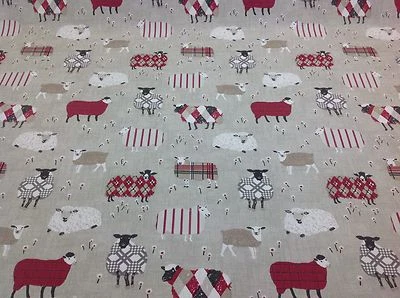 iliv SMD Baa Baa Sheep PEONY Cotton Fabric.Curtains/Upholstery/Craft/Cushions