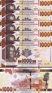Guinea 1000 Francs, 2018 2019, UNC, 5 Pcs LOT, Consecutive, P-48 - Picture 1 of 4