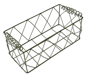 Farmhouse Rustic Wire Basket Caddy Oblong with Curled Wire Handles 9.75" x 4.75" - Picture 1 of 4