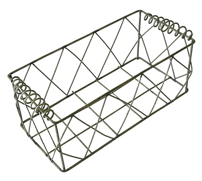 Farmhouse Rustic Wire Basket Caddy Oblong with Curled Wire Handles 9.75" x 4.75" - Image 1 of 4