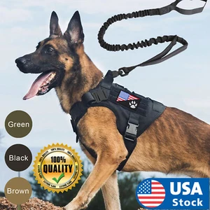 USA Tactical Dog Vest Harness – Military K9 Dog Training Vest –Working Dog+Leash - Picture 1 of 14