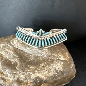 Blau Türkis Nadelspitze Zuni Sterlingsilber Cluster Manschette Armband 15068 - Bild 1 von 12