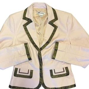 Nycard Collection Damen Blazer/Jacke Baumwolle Druckknopf vorne Bündchen brauner Besatz - Bild 1 von 10