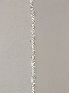 1 Layer Crystal Pearls Sequin Beaded Edge Veil For Bridal Shower Wedding Party - Picture 1 of 9