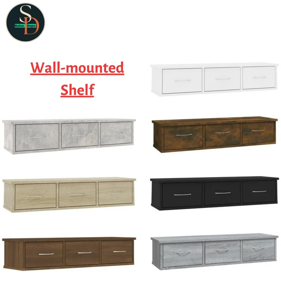 Estante de cajón montado en la pared estante de pared gabinete de almacenamiento madera de ingeniería vidaXL - Imagen 1 de 1