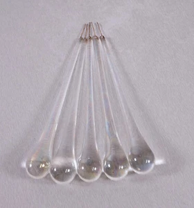 5 Glas Eiszapfen Tropfen für Kronleuchter Lüster Lampenzubehör Vintage - Picture 1 of 5