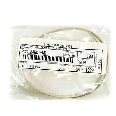 Panasonic ECU-V1H104KBW Multilayer Ceramic Capacitor .1uF 50V, Pack of 100 - Image 1 of 4