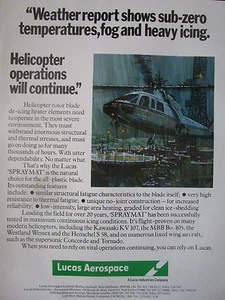 5/1982 PUB LUCAS AEROSPACE SPRAYMAT HELICOPTER ROTOR BLADE DE-ICING ORIGINAL AD - Imagen 1 de 1