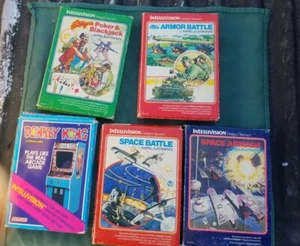 5 Lot Vintage intellivision games 1979 Donkey Kong,Blackjack Armor Battle  - Picture 1 of 9