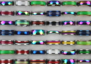 Wholesale Ring Mixed Lots 60pcs Men Jewellery Stone Enamel Stainless Steel Rings - Picture 1 of 24