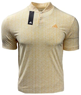 Adidas Blade Neck Sport Stripe Golf Polo Shirt - gelb