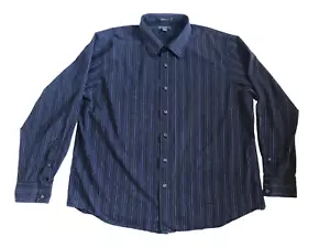 Camisa de vestir de algodón con botones gris a rayas Apt.9 talla XXL para hombre - Imagen 1 de 7