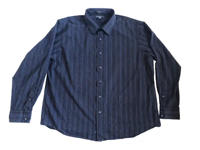 Apt.9 Men's Size XXL Cotton Dress Shirt Long Sleeve Button Down Gray Striped - Image 1 of 4