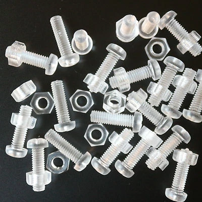 Pacco di 20 Acrilico Bulloni e Dadi M6 x 20mm Plastica Trasparente Acrilico Viti - Immagine 1 di 4