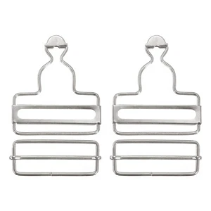2 Sets Overall Buckles Retro Metal Suspender Replacement Buckles 50mm 2" Silver - Picture 1 of 7