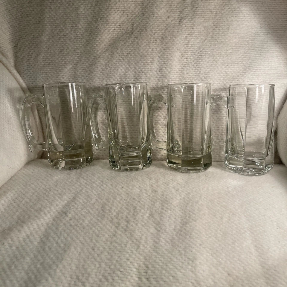 Juego de 4 tazas de cerveza de vidrio con paneles Libbey Lifestyles Steins 12 OZ Foto 1 de 4