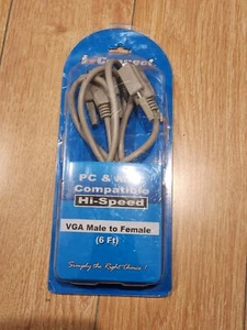 VGA Extension Cable 6 Ft 1.8M For LED LCD TV Monitor Male to Female 15-pin M-F - Picture 1 of 2