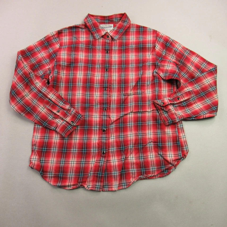 Pendleton Shirt Womens Medium Long Sleeve Snap Front Pocket Casual Plaid - Image 1 of 4